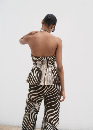 Chaleco de Lino Estampado Animal Print.