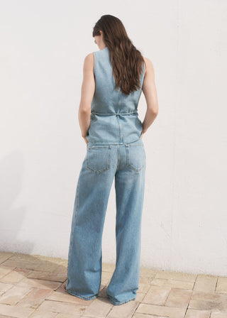 Jeans Wide Leg Talle Alto con Bolsillos.