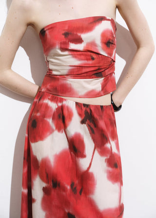 Blusa Bandeau con Estampado Floral