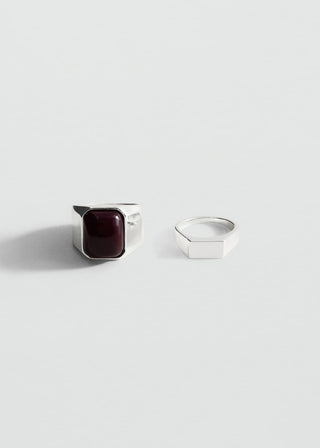 Set de 2 Anillos con Resina Combinada