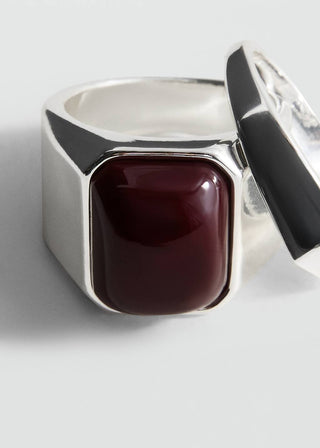 Set de 2 Anillos con Resina Combinada