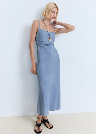 Vestido Denim con Detalle Drapeado