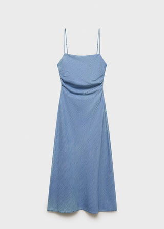 Vestido Denim con Detalle Drapeado.