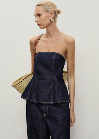 Blusa Denim con Detalle Peplum
