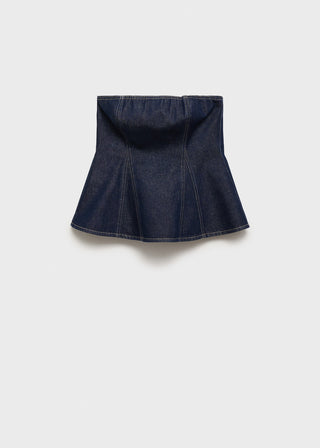 Blusa Denim con Detalle Peplum.