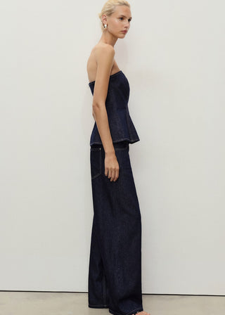 Blusa Denim con Detalle Peplum.