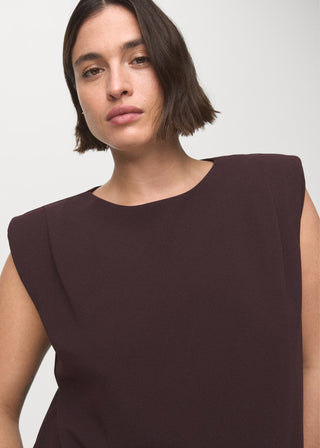 Blusa Cuello Barco con Hombreras Fruncidas