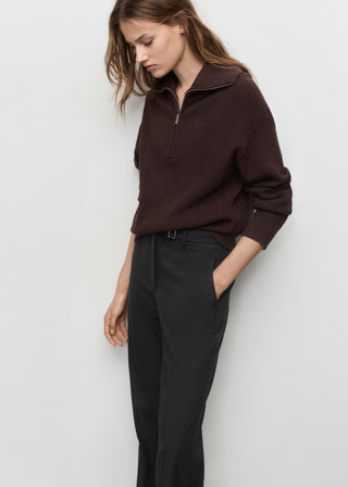 Pantalón Recto Talle Medio con Bolsillos