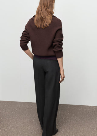 Pantalón Recto Talle Medio con Bolsillos