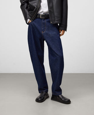 Jeans Barrel Talle Alto con Bolsillos