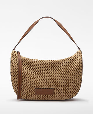 Bolso de Hombro de Rafia con Logo