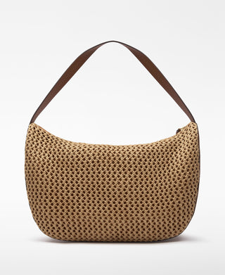 Bolso de Hombro de Rafia con Logo