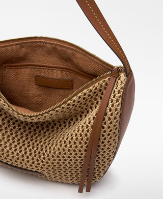 Bolso de Hombro de Rafia con Logo
