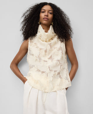 Blusa Semitransparente con Flecos