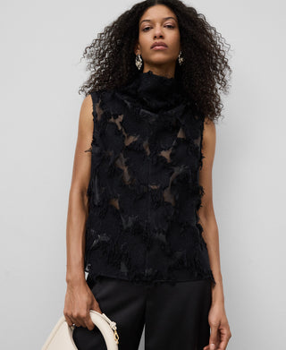 Blusa Semitransparente con Flecos