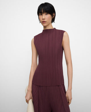 Blusa sin Mangas Cuello Alto de Crinkle