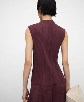 Blusa sin Mangas Cuello Alto de Crinkle