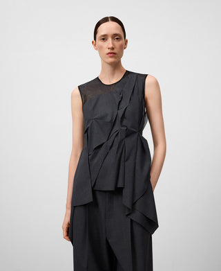 Blusa sin Mangas con Pieza Superpuesta