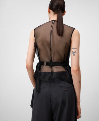 Blusa sin Mangas con Pieza Superpuesta