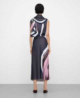 Blusa Cuello con Pañuelo Estampado