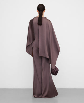 Camisa Satinada Manga Corta con Capa