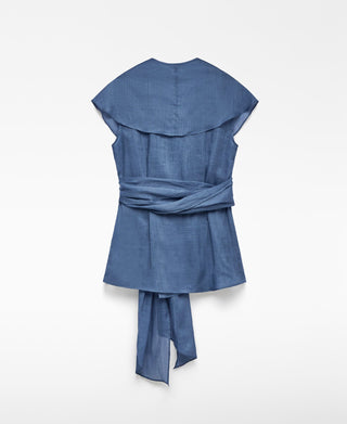 Blusa Cruzada con Detalle Cinturón