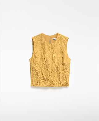 Blusa Recta sin Mangas Efecto Arrugado