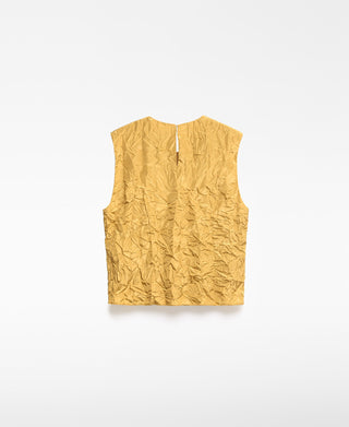 Blusa Recta sin Mangas Efecto Arrugado