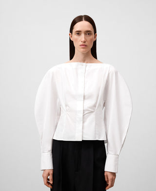 Camisa Manga con Volumen de Algodón
