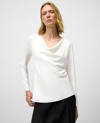 Camisa Manga Larga con Cuello Drapeado