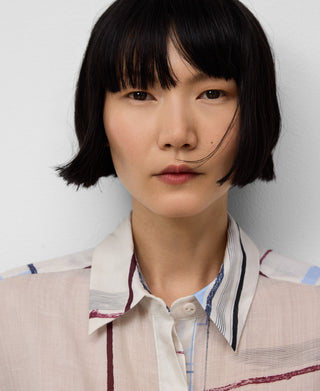 Camisa Oversize con Estampado Rayas