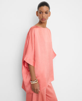 Camisa Satinada Manga Corta Tejido Arrugado