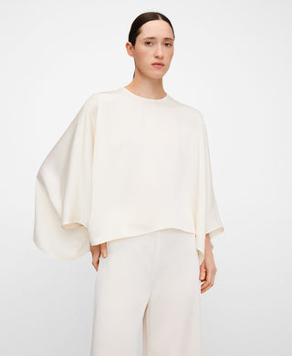 Camisa Satinada Manga Larga Corte Asimétrico