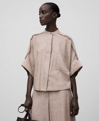 Camisa Oversize Manga Corta con Bolsillo