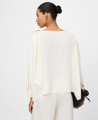 Camisa Satinada con Cuello Pañuelo