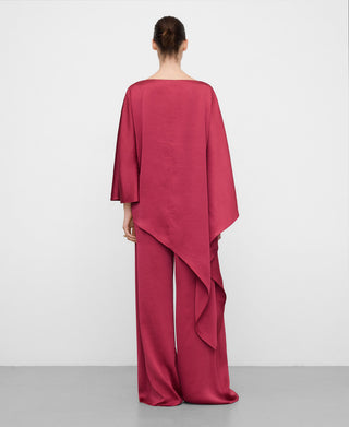 Camisa Satinada Manga Larga Asimétrica