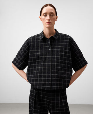 Camisa Manga Corta con Estampado Cuadros