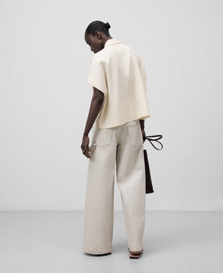 Camisa Oversize Manga Corta de Lino