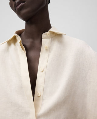 Camisa Oversize Manga Corta de Lino