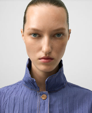 Camisa Manga Larga de Crinkle con Bolsillos