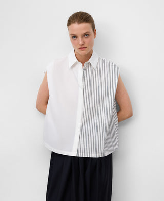 Camisa Asimétrica con Estampado Rayas