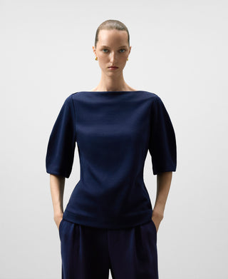 Blusa Manga Corta con Escote Barco