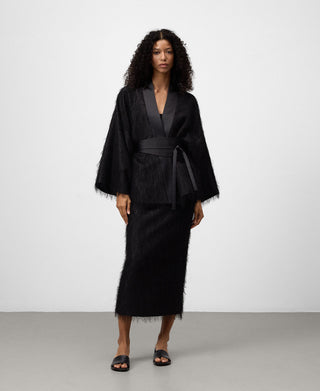 Chaqueta Kimono con Detalle de Flecos