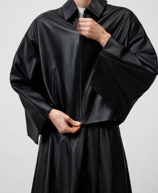 Chaqueta con Detalle Capa de Piel