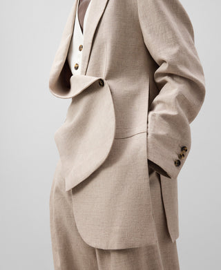 Chaqueta con Corte Asimétrica Tejido Jaspeado