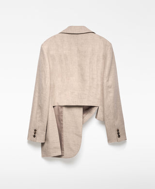 Chaqueta con Corte Asimétrica Tejido Jaspeado