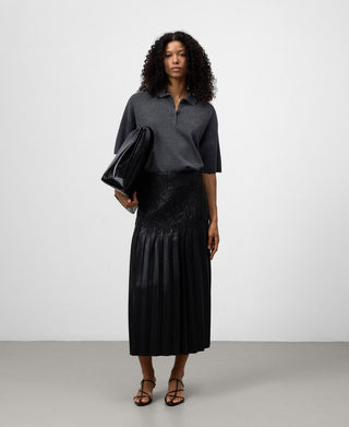 Enagua Midi Plisada Efecto Piel