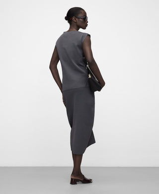 Midi Slip Skirt with Shirred Detail