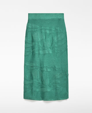 Enagua Recta Jacquard con Diseño Hojas