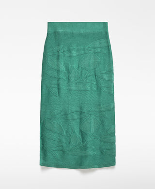 Enagua Recta Jacquard con Diseño Hojas